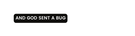 And god sent a bug